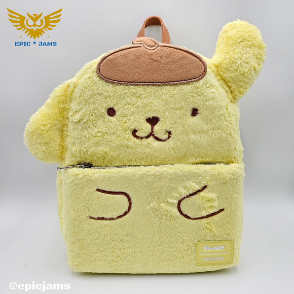 Loungefly Sanrio Hello Kitty and Friends Pompompurin Fuzzy Mini Backpack Bag New - Picture 1 of 5
